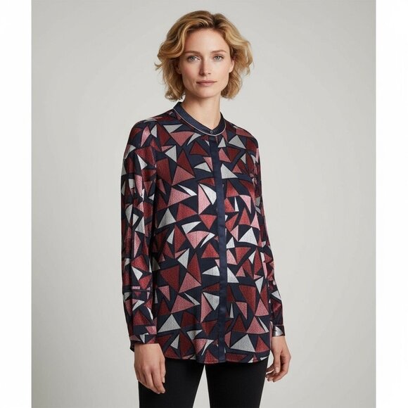Lafayette 148 New York Desra Burnout Geometric Tunic Top Size XXL - Picture 1 of 8